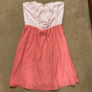 Light/dark pink strapless dress from Express